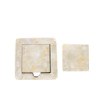 Designer Cream Moon Marble Tile 6 Coaster Set with Holder (Square)