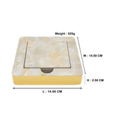 Designer Cream Moon Marble Tile 6 Coaster Set with Holder (Square)