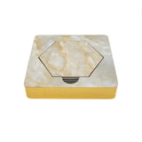 Designer Cream Moon Marble Tile 6 Coaster Set with Holder (Hexagon)