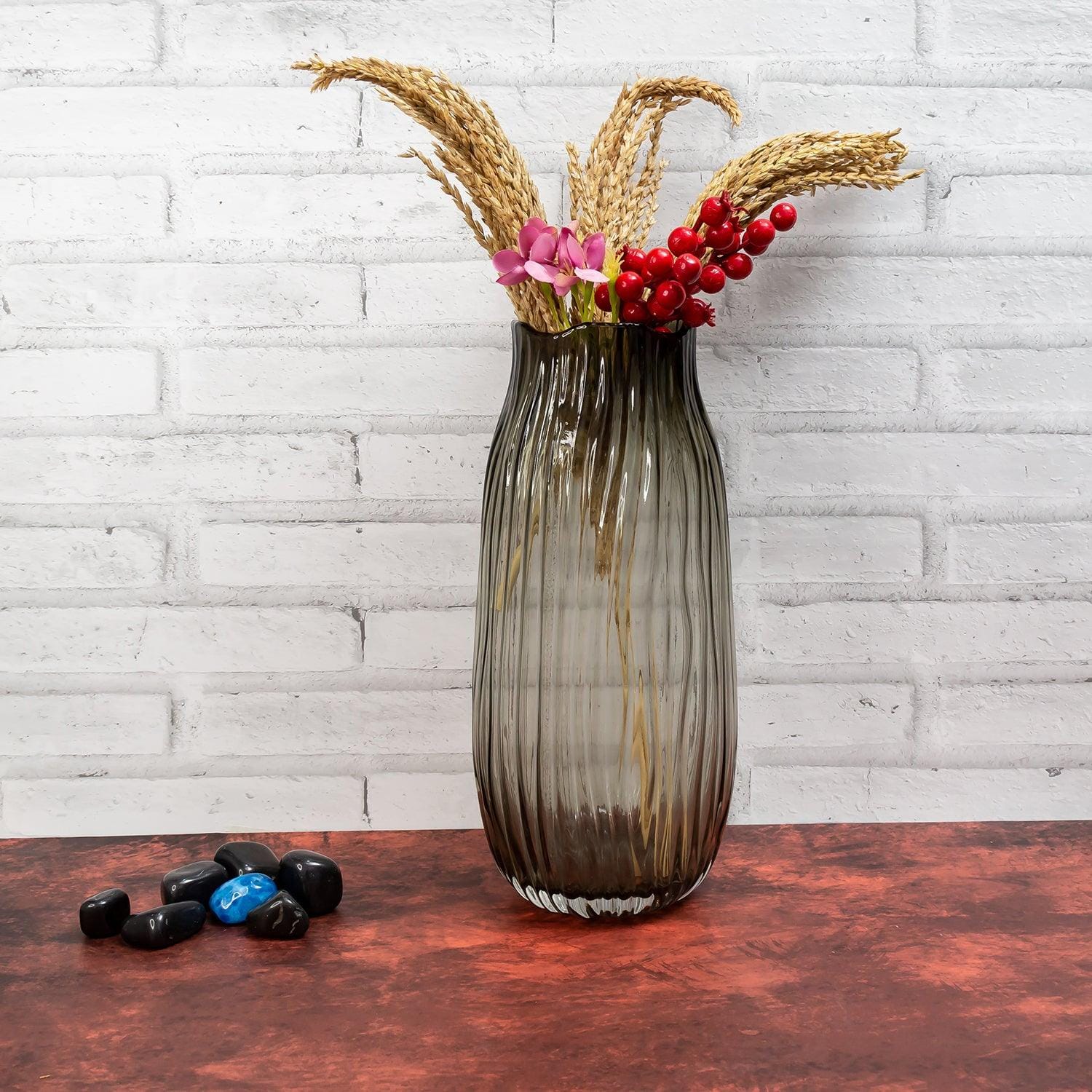 Gray Gradient Crystal Glass Vase (Tall)