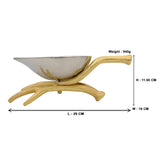 Curvy White Metal Bowl on Golden Brass Stem Stand Set