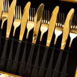 Splendour 24 Piece Stainelss Steel Cutlery Set in Classy Gift Box (Black & Gold)