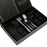 Enigma 24 Piece Stainless Steel Cutlery Set in Classy Gift Box (Black)