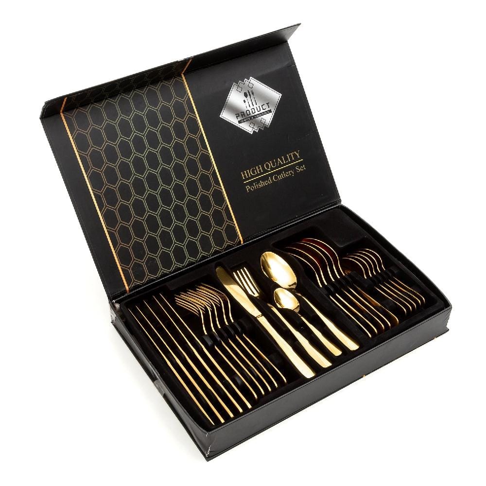 Aurelian 24 Piece Stainless Steel Cutlery Set in Classy Gift Box (Gold)