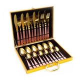 Aurum 24 Piece Stainelss Steel Cutlery Set in Classy Gift Box (Pink & Gold)