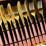 Aurum 24 Piece Stainelss Steel Cutlery Set in Classy Gift Box (Pink & Gold)