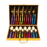 Magnifique 24 Piece Stainless Steel Cutlery Set in Classy Gift Box (Rainbow)