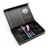 Enigma 24 Piece Stainless Steel Cutlery Set in Classy Gift Box (Rainbow Colours)