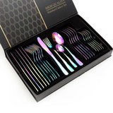 Enigma 24 Piece Stainless Steel Cutlery Set in Classy Gift Box (Rainbow Colours)