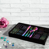 Enigma 24 Piece Stainless Steel Cutlery Set in Classy Gift Box (Rainbow Colours)