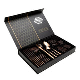 Enigma 24 Piece Stainless Steel Cutlery Set in Classy Gift Box (Rose Gold)