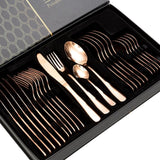 Enigma 24 Piece Stainless Steel Cutlery Set in Classy Gift Box (Rose Gold)