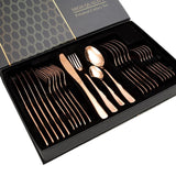 Enigma 24 Piece Stainless Steel Cutlery Set in Classy Gift Box (Rose Gold)