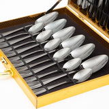 Aspa Dark 24 Piece Stainless Steel Cutlery Set in Classy Gift Box (Black Plated)