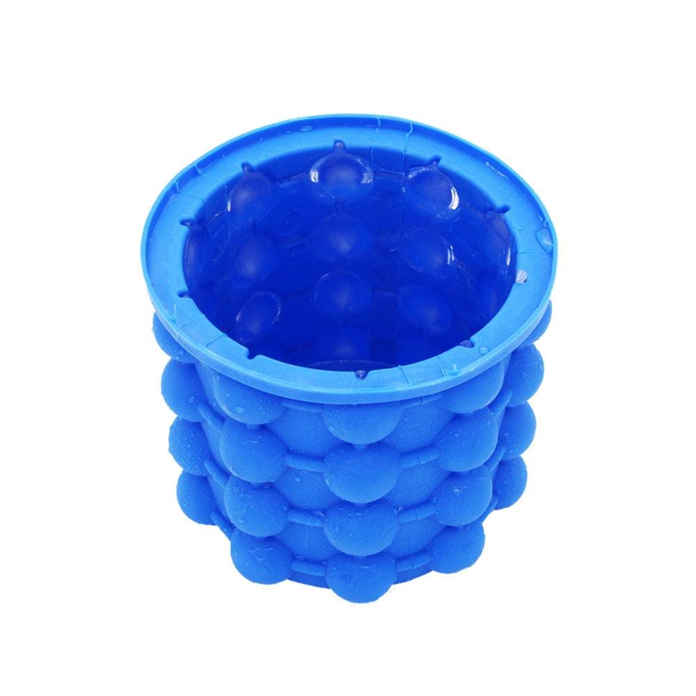 Silicone Double Chambered Ice Cube Maker Genie with 120 Ice Cube Storage (Blue)