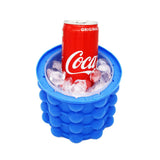 Silicone Double Chambered Ice Cube Maker Genie with 120 Ice Cube Storage (Blue)