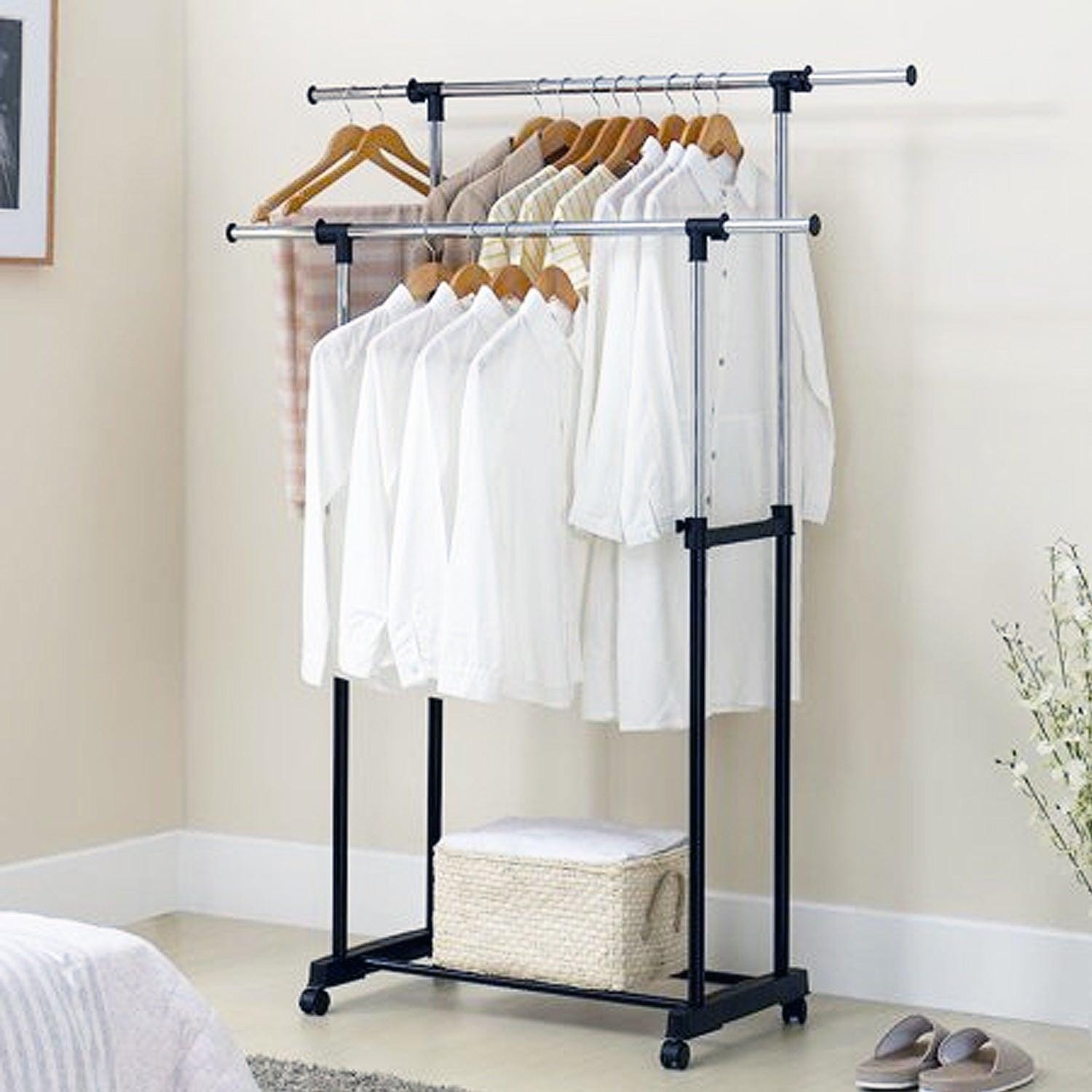 Stainless Steel Double Pole Telescopic Folding Clothes Drying Rack (30 Kilos Capacity)