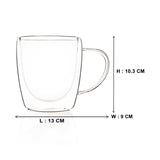 Double Wall Biggie Glass Mug (350 ml) (Pack of 2)