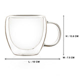 Double Wall Glass Cuppa Tea Mugs (150 ml) (Pack of 4)