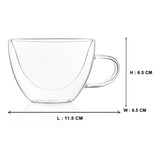 Double Wall Glass Serene Tea Cups (120 ml) (Pack of 4)