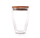 Double Wall Swag Glass with Bamboo Lid (300 ml) (Pack of 4)