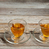Double Wall Glass Heart Shape Cup & Saucer Set (180 ml) (Set of 6)