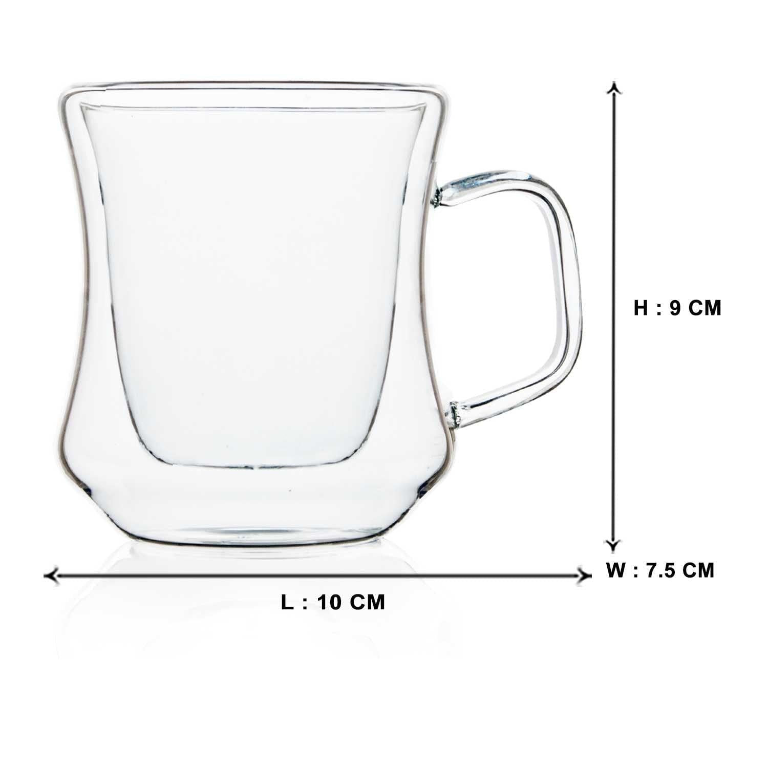 Double Wall Glass Passionate Mugs (150 ml) (Pack of 4)