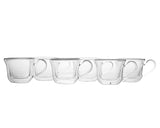 Double Wall Glass Royal Tea Cup Set with Saucers (250 ml) (Set of 6)