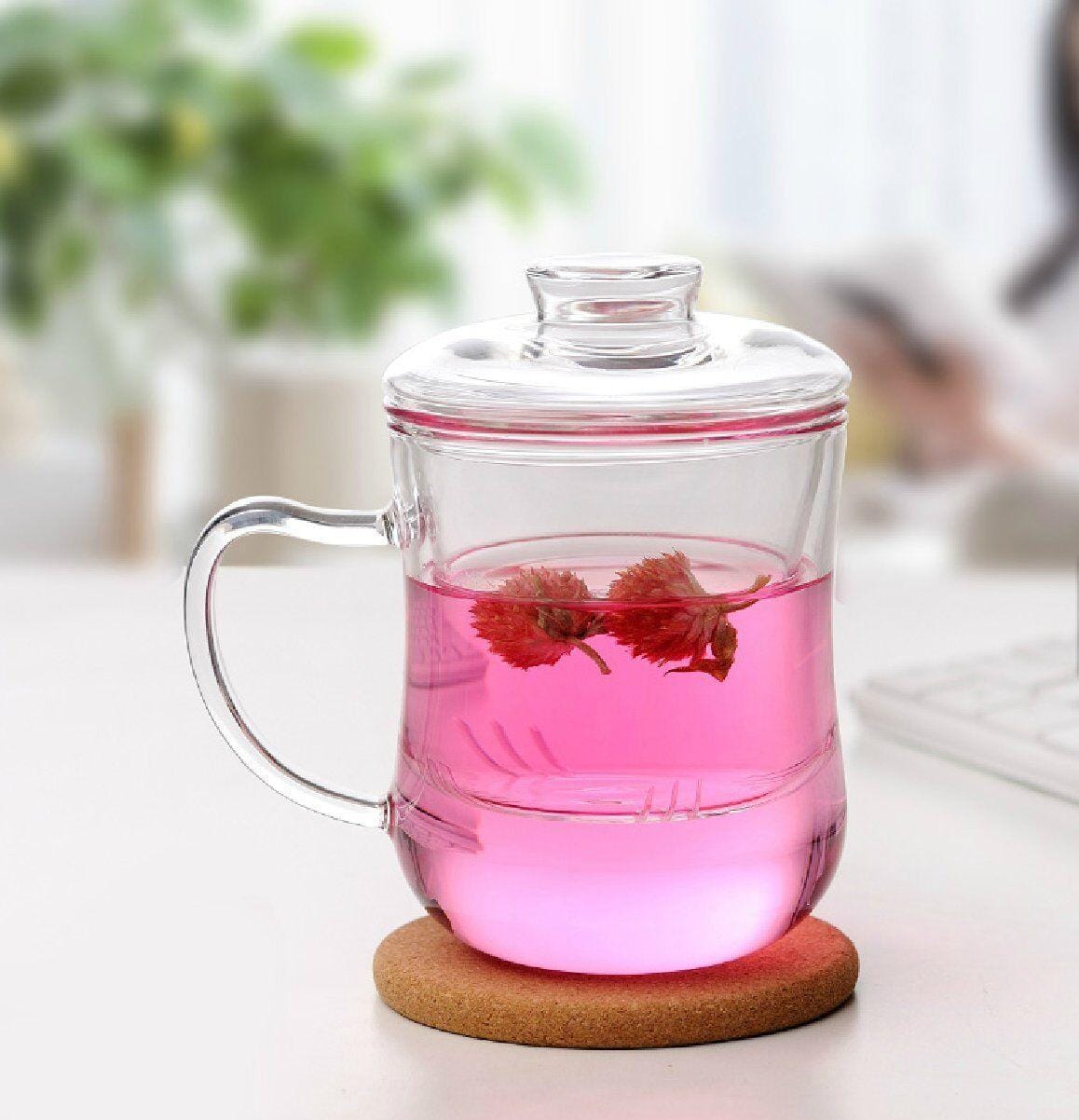 Borosilcate Tea Infuser Glass with Cover (350 ml)