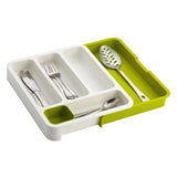 Drawer Organizer Expandable Cutlery Tray (Green & White)