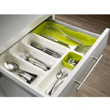 Drawer Organizer Expandable Cutlery Tray (Green & White)