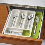 Drawer Organizer Expandable Cutlery Tray (Green & White)