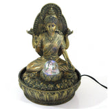 Fengshui Water Fountain - Laxmiji Blessings with LED Light & Crystal Ball (Gold & Bronze)