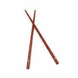 10 Pairs Dark Wood Flower Inlay Chopsticks Set