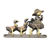 Girl & Ducklings Brass Key Stand (4 Hooks)