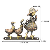Girl & Ducklings Brass Key Stand (4 Hooks)