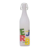 Frosted Alphabets Transparent Glass Bottle with Cork (1000 ml)