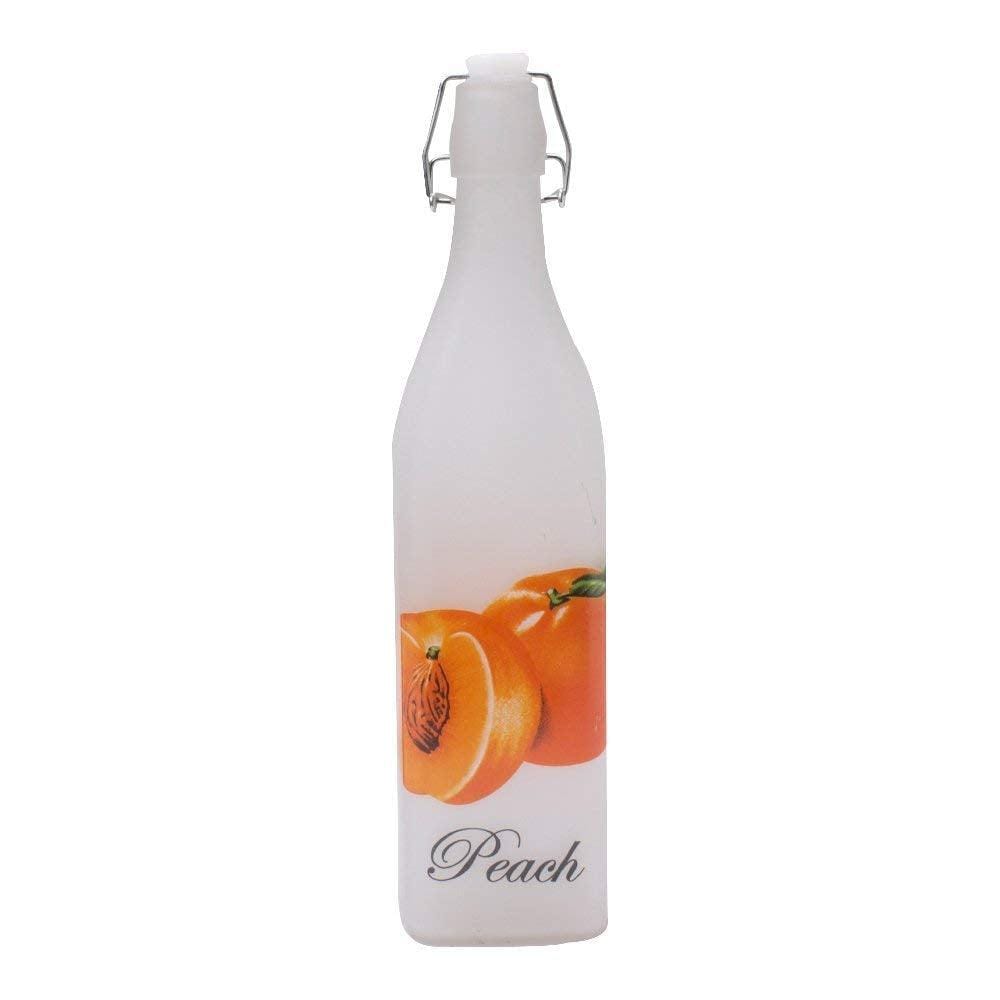 Frosted Peach Transparent Glass Bottle with Cork (1000 ml)