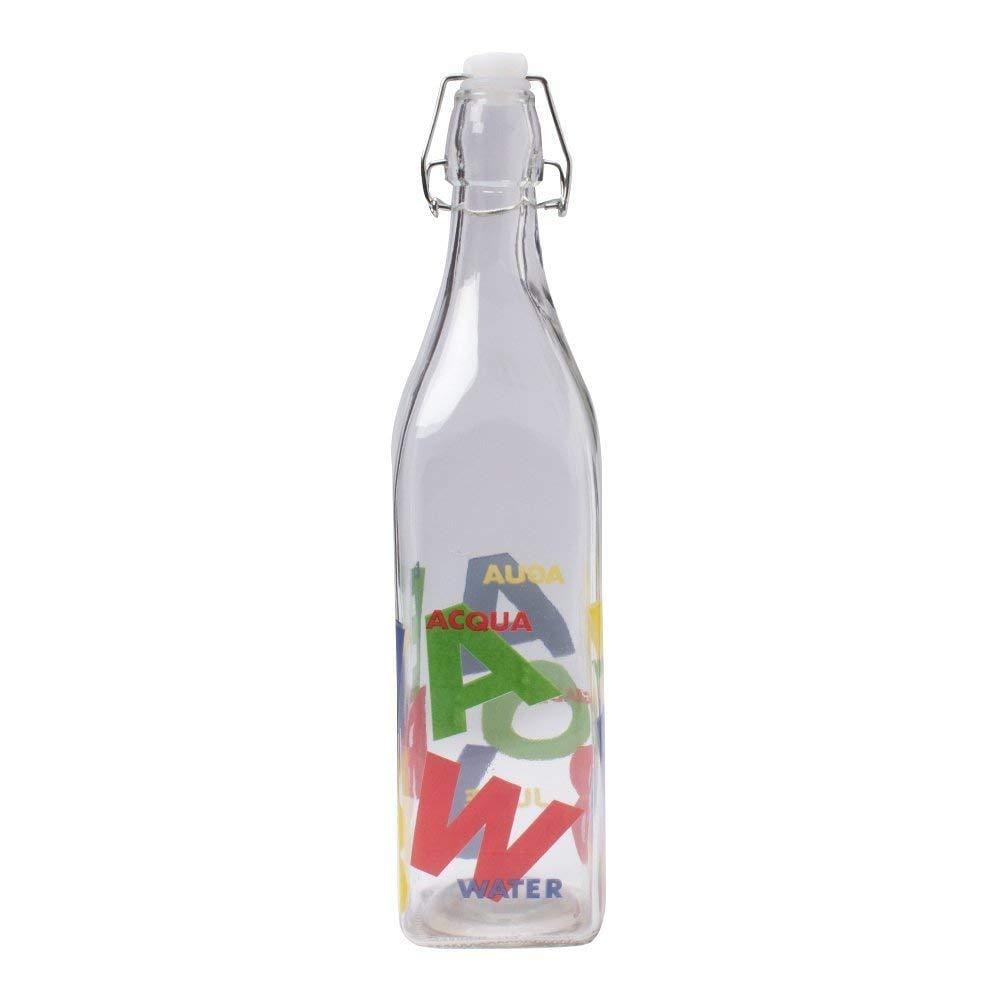 Transparent Alphabets Glass Bottle with Cork (1000 ml)