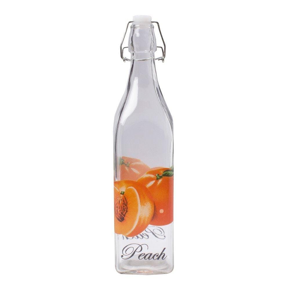 Transparent Peach Glass Bottle with Cork (1000 ml)