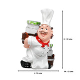 Foodie Chef Figurine Resin Holder with 2 Glass Condiment Jars (Up & Down) (Back Carrying)