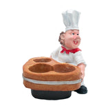 Happy Chef Figurine Resin Holder Tray with 2 Glass Condiment Jars (Chef in Front)