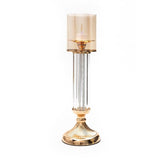 Seek & Suave Medium Decorative Metal Candle Stand with Glass Candle Shade