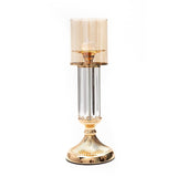 Seek & Suave Small Decorative Metal Candle Stand with Glass Candle Shade