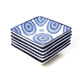 Glazed Blue Banjara Square Ceramic Bowls (4.5 Inch) (Set of 6)