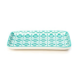 Glazed Green 7 Inch Mandala Rectangle Ceramic Plates (Set of 6)
