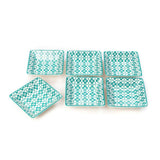 Glazed Green Mandala Square Ceramic Bowls (4.5 Inch) (Set of 6)