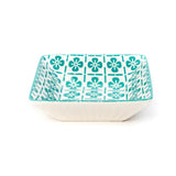 Glazed Green Mandala Square Ceramic Bowls (4.5 Inch) (Set of 6)