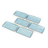 Glazed Light Blue 7 Inch Diamonds Rectangle Ceramic Plates (Set of 6)