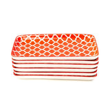 Glazed Rising Red 7 Inch Rectangle Ceramic Plates (Set of 6)